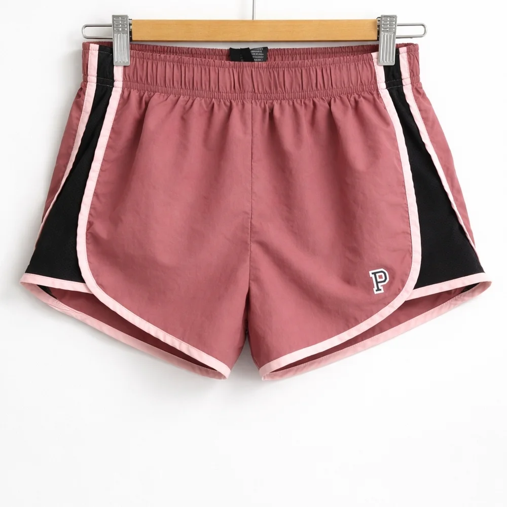 PINK Victoria's Secret Dusty Rose Athletic Shorts with Black Panels - Picture 2 of 10